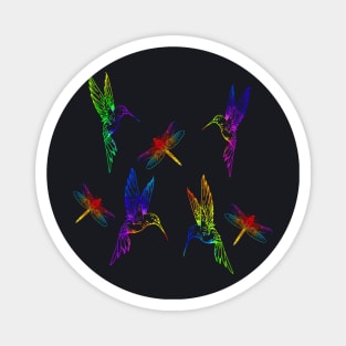 Neon Rainbow Dragonflies and Hummingbirds Magnet